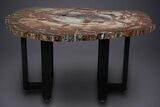 Wide Brilliant Red and White Petrified Wood Table #382223-1